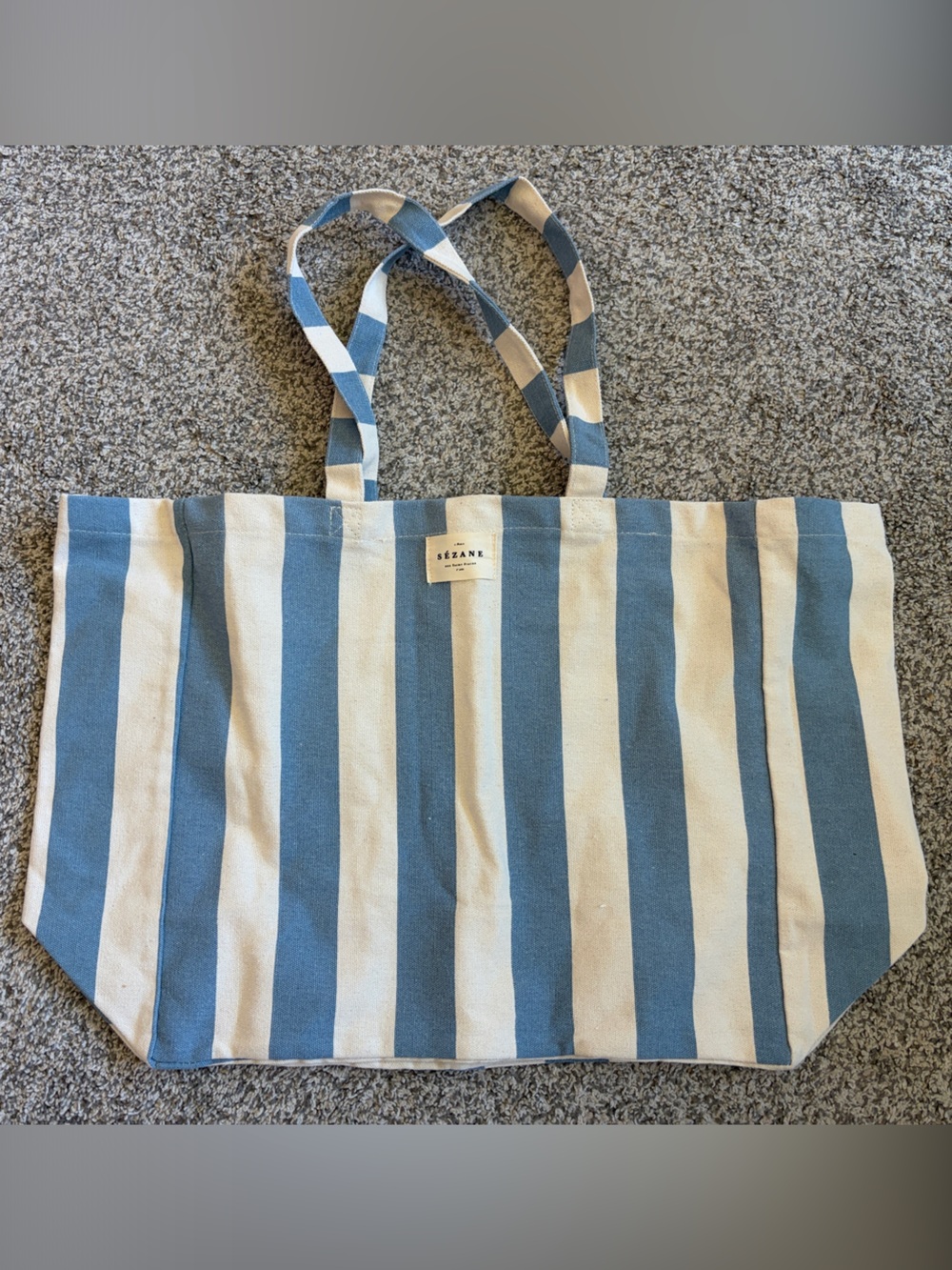 Sézane Blue and White Striped Canvas Tote Brand new never used